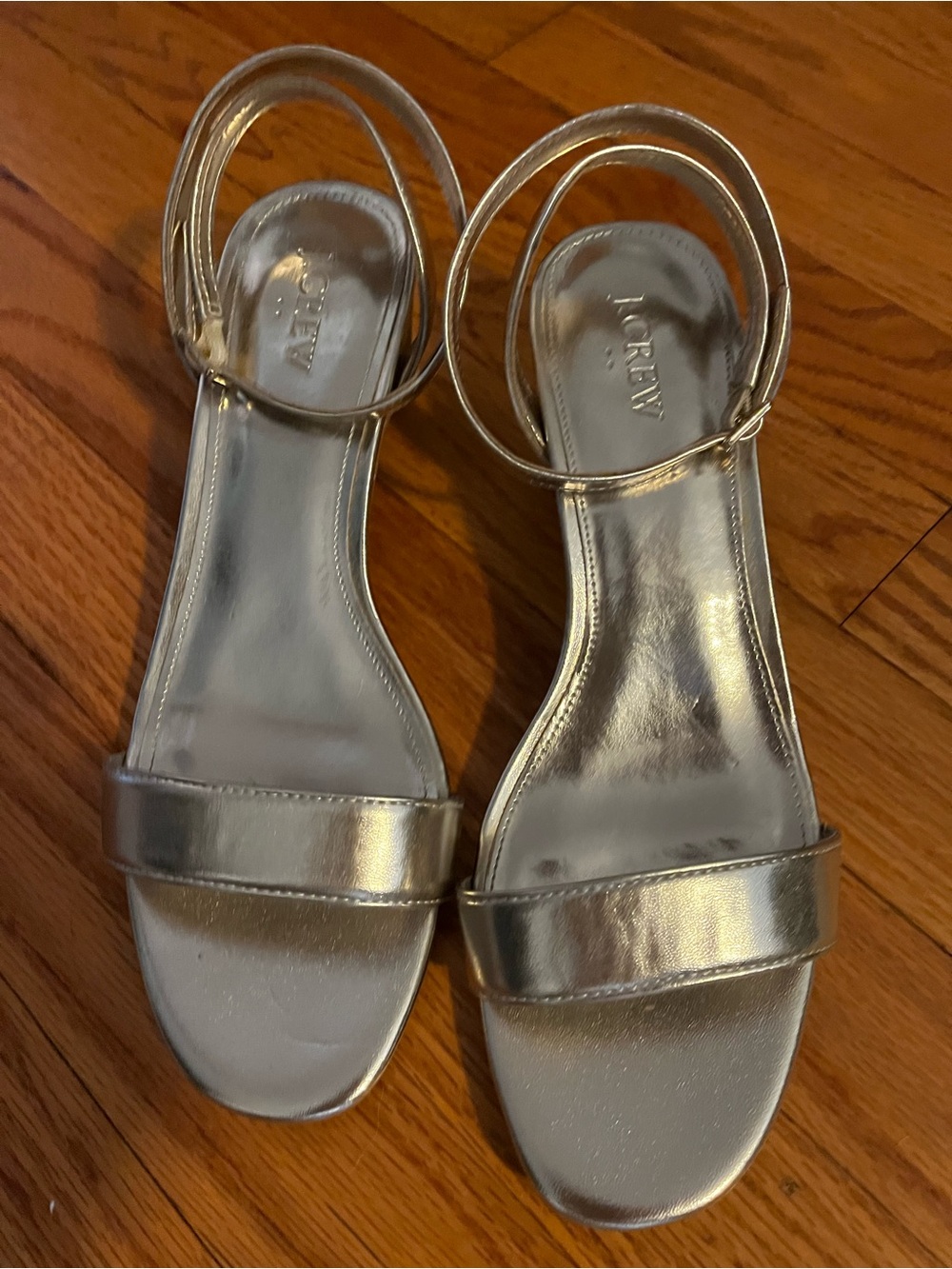 J. Crew Factory Metallic Gold Ankle-Strap Heels
